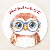 Geek Nerd Bird Ronde Kartonnen Onderzetter (Voorkant)