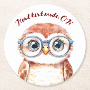 Geek Nerd Bird Ronde Kartonnen Onderzetter
