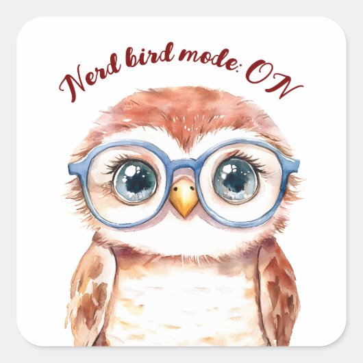 Geek Nerd Bird Vierkante Sticker (Voorkant)