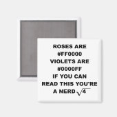 Geek Nerd Poetry Funny Fridge Magnet Rozen zijn ro (Voorkant / Achterkant)