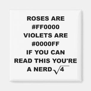 Geek Nerd Poetry Funny Fridge Magnet Rozen zijn ro