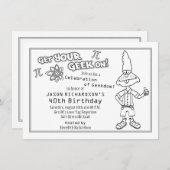 Geek Nerd Theau 40th Birthday Party Invitation Kaart (Voorkant / Achterkant)