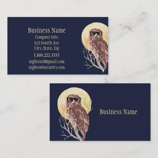 Geek Night Owl in bril Visitekaartje (Voorkant / Achterkant)