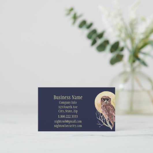 Geek Night Owl in bril Visitekaartje (Staand voorkant)
