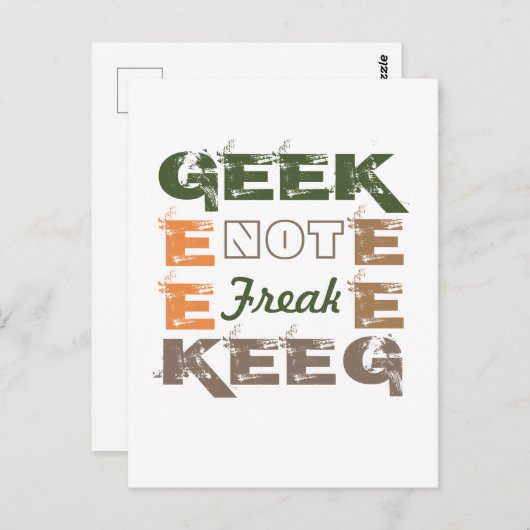 Geek not Freak Briefkaart (Voorkant / Achterkant)