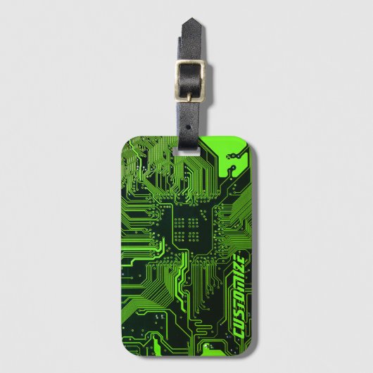 Geek Out Aangepaste PCB Groene Elektronische Circu Bagagelabel (Voorkant (verticaal))