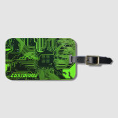 Geek Out Aangepaste PCB Groene Elektronische Circu Bagagelabel (Voorkant (horizontaal))