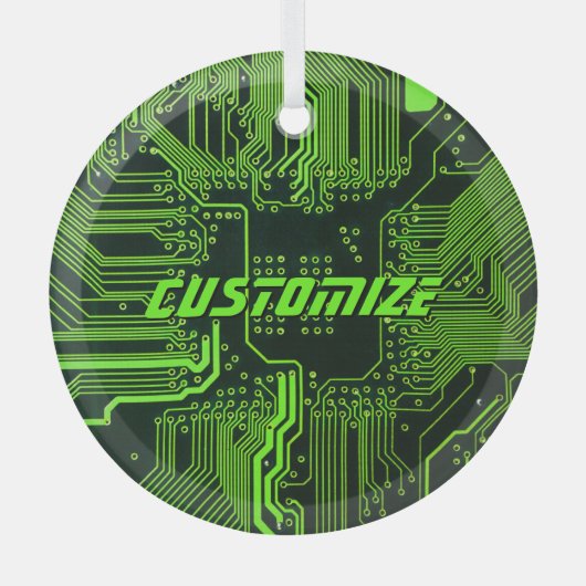 Geek Out Aangepaste PCB Groene Elektronische Circu Glas Ornament (Voorkant)