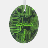 Geek Out Aangepaste PCB Groene Elektronische Circu Glas Ornament (Voorkant Rechts)
