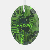 Geek Out Aangepaste PCB Groene Elektronische Circu Glas Ornament (Voorkant links)