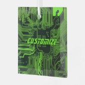 Geek Out Aangepaste PCB Groene Elektronische Circu Glas Ornament (Voorkant links)