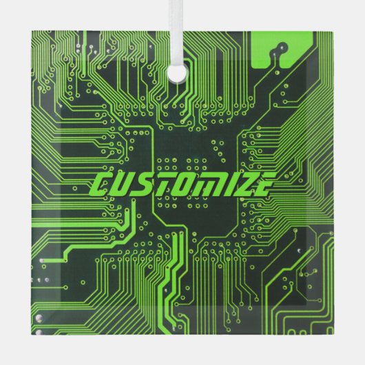 Geek Out Aangepaste PCB Groene Elektronische Circu Glas Ornament (Voorkant)