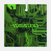 Geek Out Aangepaste PCB Groene Elektronische Circu Glas Ornament (Achterkant)