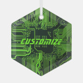 Geek Out Aangepaste PCB Groene Elektronische Circu Glas Ornament (Voorkant)