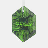 Geek Out Aangepaste PCB Groene Elektronische Circu Glas Ornament (Voorkant links)