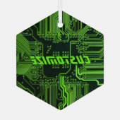 Geek Out Aangepaste PCB Groene Elektronische Circu Glas Ornament (Achterkant)