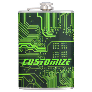 Geek Out Aangepaste PCB Groene Elektronische Circu Heupfles