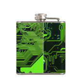 Geek Out Aangepaste PCB Groene Elektronische Circu Heupfles (Achterkant)