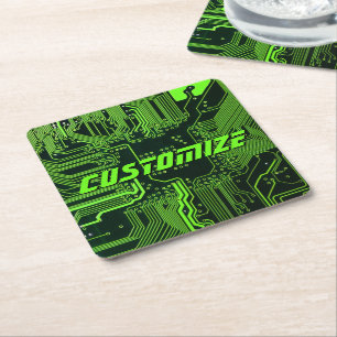 Geek Out Aangepaste PCB Groene Elektronische Circu Kartonnen Onderzetters