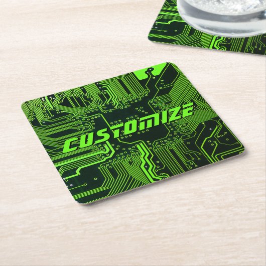 Geek Out Aangepaste PCB Groene Elektronische Circu Kartonnen Onderzetters (Schuin)