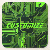 Geek Out Aangepaste PCB Groene Elektronische Circu Kartonnen Onderzetters (Voorkant)