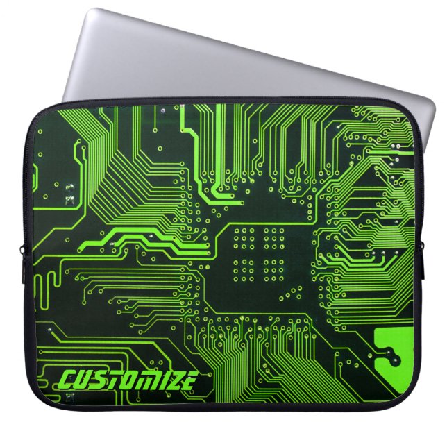 Geek Out Aangepaste PCB Groene Elektronische Circu Laptop Sleeve (Voorkant)
