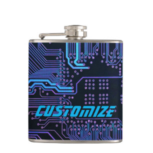 Geek Out Custom PCB Blauw Elektronische Circuit Bo Heupfles