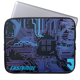 Geek Out Custom PCB Blauw Elektronische Circuit Bo Laptop Sleeve