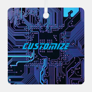 Geek Out Custom PCB Blauw Elektronische Circuit Bo Metalen Ornament