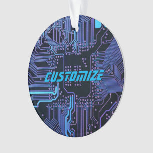Geek Out Custom PCB Blauw Elektronische Circuit Bo Ornament