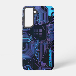 Geek Out Custom PCB Blauw Elektronische Circuit Bo Samsung Galaxy Hoesje