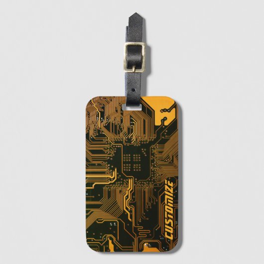 Geek Out Custom PCB Sinaasappel Circuit Board Bagagelabel (Voorkant (verticaal))