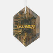 Geek Out Custom PCB Sinaasappel Circuit Board Glas Ornament (Voorkant links)