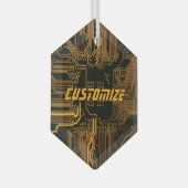 Geek Out Custom PCB Sinaasappel Circuit Board Glas Ornament (Voorkant Rechts)