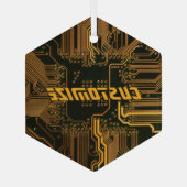 Geek Out Custom PCB Sinaasappel Circuit Board Glas Ornament (Achterkant)