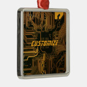 Geek Out Custom PCB Sinaasappel Circuit Board Metalen Ornament (Rechts)