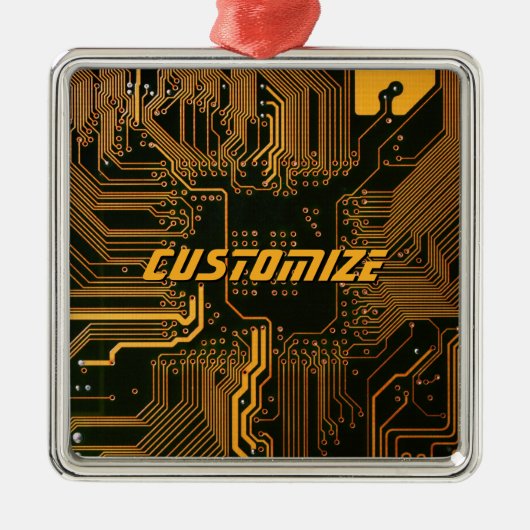 Geek Out Custom PCB Sinaasappel Circuit Board Metalen Ornament (Voorkant)
