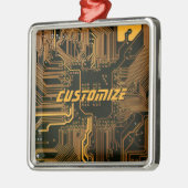 Geek Out Custom PCB Sinaasappel Circuit Board Metalen Ornament (Links)