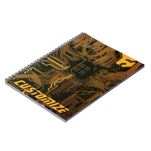 Geek Out Custom PCB Sinaasappel Circuit Board Notitieboek (Linkerzijde)