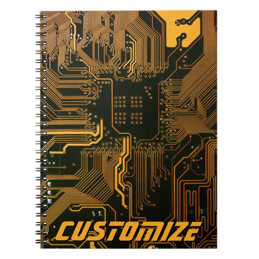 Geek Out Custom PCB Sinaasappel Circuit Board Notitieboek (Voorkant)