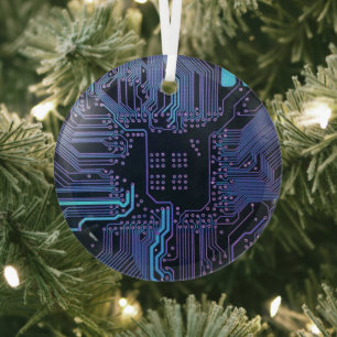 Geek Out Nerd PCB Blauwe Elektronische Circuit Boa Glas Ornament