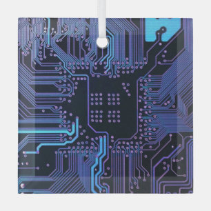 Geek Out Nerd PCB Blauwe Elektronische Circuit Boa Glas Ornament