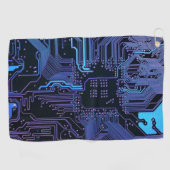 Geek Out Nerd PCB Blauwe Elektronische Circuit Boa Golfhanddoek (Horizontaal)