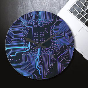 Geek Out Nerd PCB Blauwe Elektronische Circuit Boa Grote Klok