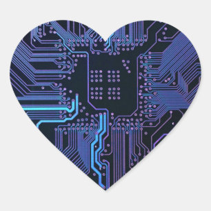 Geek Out Nerd PCB Blauwe Elektronische Circuit Boa Hart Sticker