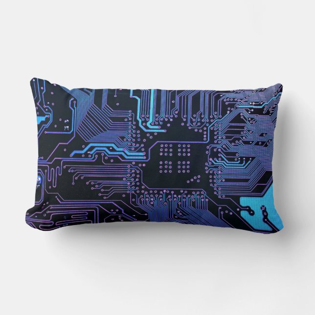 Geek Out Nerd PCB Blauwe Elektronische Circuit Boa Kussen (Voorkant)