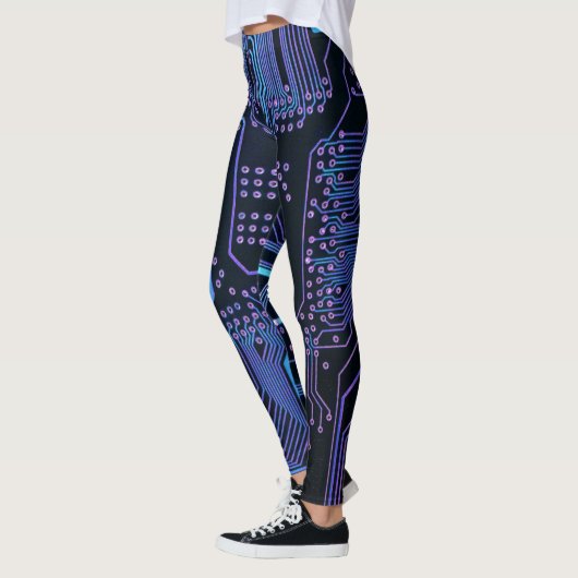 Geek Out Nerd PCB Blauwe Elektronische Circuit Boa Leggings (Links)