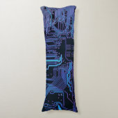 Geek Out Nerd PCB Blauwe Elektronische Circuit Boa Lichaamskussen (Voorkant Verticaal)
