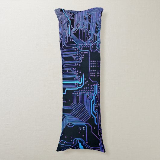 Geek Out Nerd PCB Blauwe Elektronische Circuit Boa Lichaamskussen (Voorkant Verticaal)