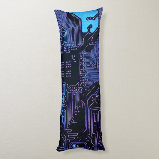 Geek Out Nerd PCB Blauwe Elektronische Circuit Boa Lichaamskussen (Achterkant (Verticaal))